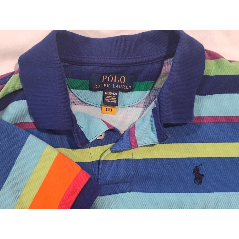 Ralph Lauren signature cotton mesh polo shirt is printed with sun-faded stripes